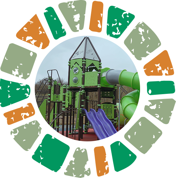 green and purple playground equipment